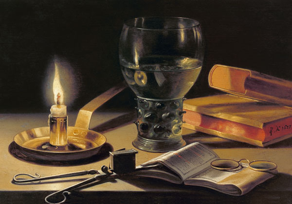 Quiet life with a burning candle from Pieter Claesz