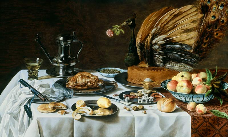 Still Life with a Peacock Pie from Pieter Claesz
