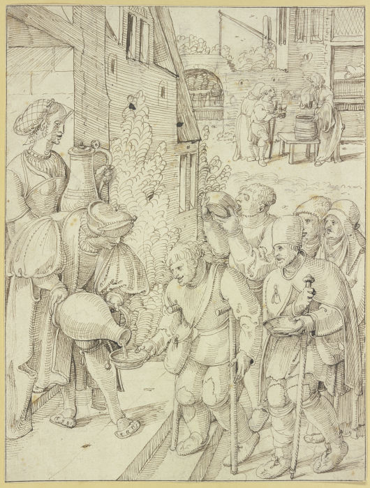 Krüppel und Bettler werden gespeist und getränkt from Pieter Cornelisz. Kunst