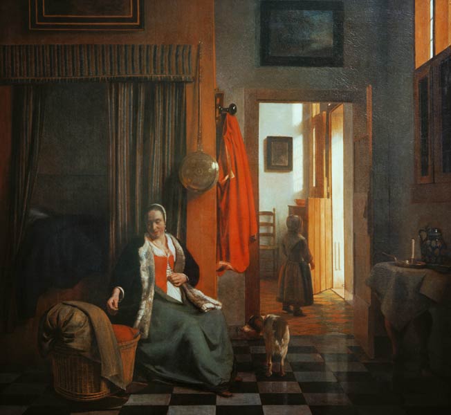 Mother at the cradle from Pieter de Hooch