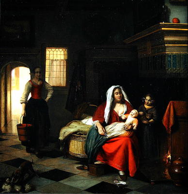 An interior with a Mother and her Children (oil on canvas) from Pieter de Hooch
