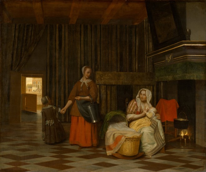 Woman and Child with Serving Maid from Pieter de Hooch