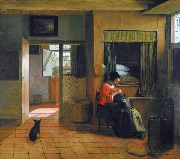 Interior with a Mother delousing her Child's Hair (A Mother's Duty) from Pieter de Hooch