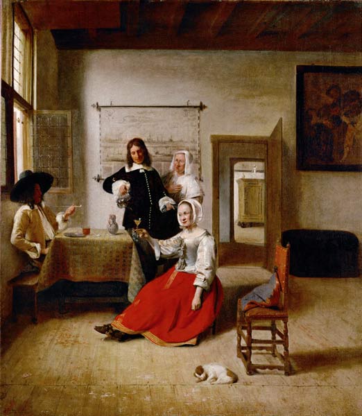 Woman drinking with soldiers from Pieter de Hooch