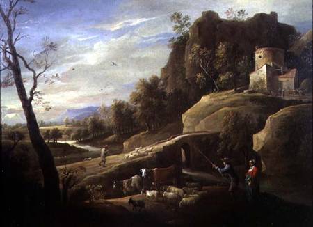 Landscape with Farmers tending their Animals from Pieter the Younger Mulier