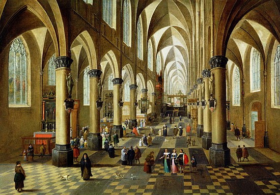 Figures gathered in a Church Interior, 17th century from Pieter the Younger Neeffs