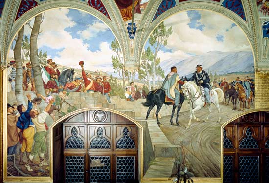 The Meeting Between Giuseppe Garibaldi (1807-82) and King Vittorio Emanuele II (1820-78) on the 26th from Pietro Aldi