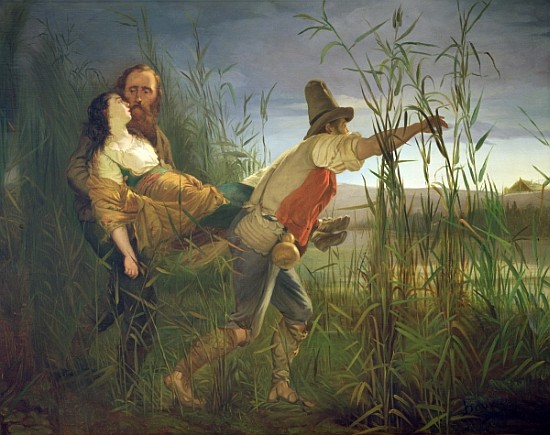Garibaldi carrying his dying Anita through the swamps of Comacchio from Pietro Bauvier