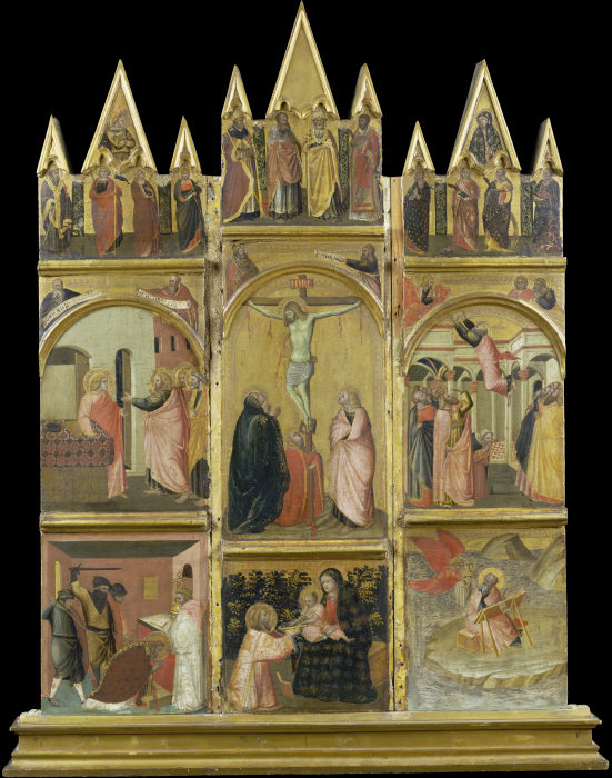 Crucifixion, Virgin and Child, Deacon and Scenes from the Legends of Saints Matthew and John the Eva from Pietro Lorenzetti