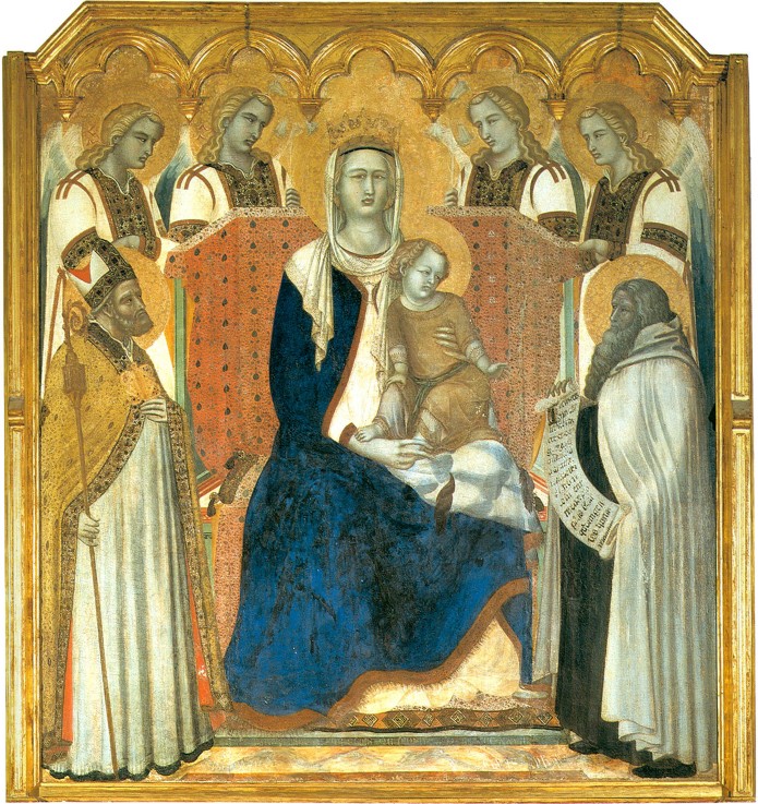 Madonna and Child Enthroned between Saint Nicholas and Prophet Elijah (Madonna del Carmine) from Pietro Lorenzetti