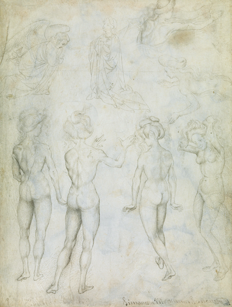 Four Studies of a Female Nude, an Annunciation and Two Studies of a Woman Swimming from Pisanello
