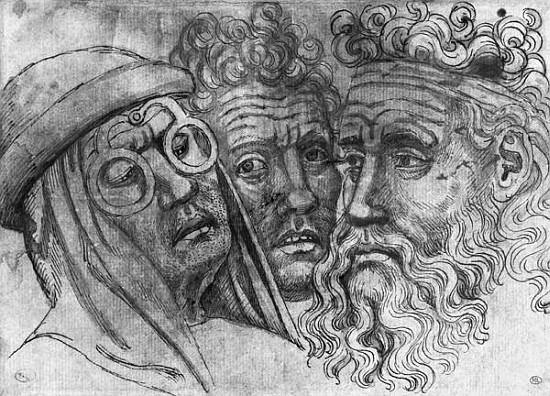 Heads of three men, from the The Vallardi Album from Pisanello