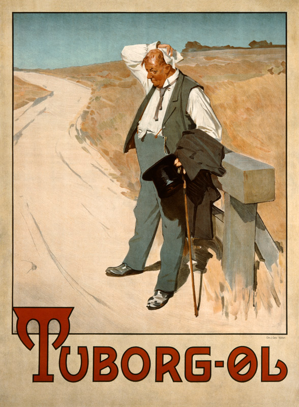 Advertising board for Tuborg beer, 1900 of Erich Henningsen from Advertising art