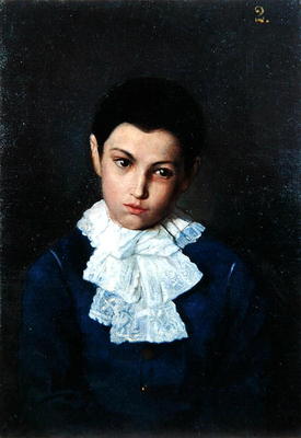 Portrait of a boy with lace collar (oil on canvas) from Polish School, (19th century)