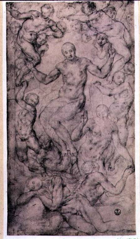 Study for 'Christ in Glory' and 'The Creation of Eve' in the Church of San Lorenzo, Florence from Jacopo Pontormo,Jacopo Carucci da