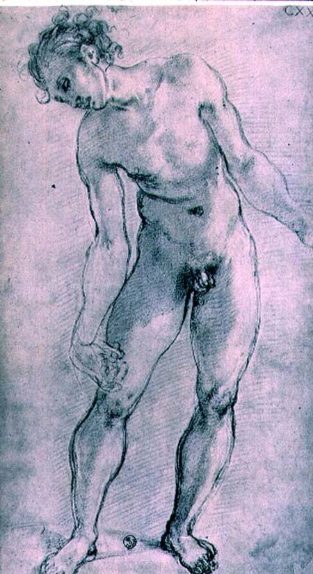 Study of a male figure for the 'Deposition' altarpiece in the Capella Capponi, Santa Felicita, Flore from Jacopo Pontormo,Jacopo Carucci da