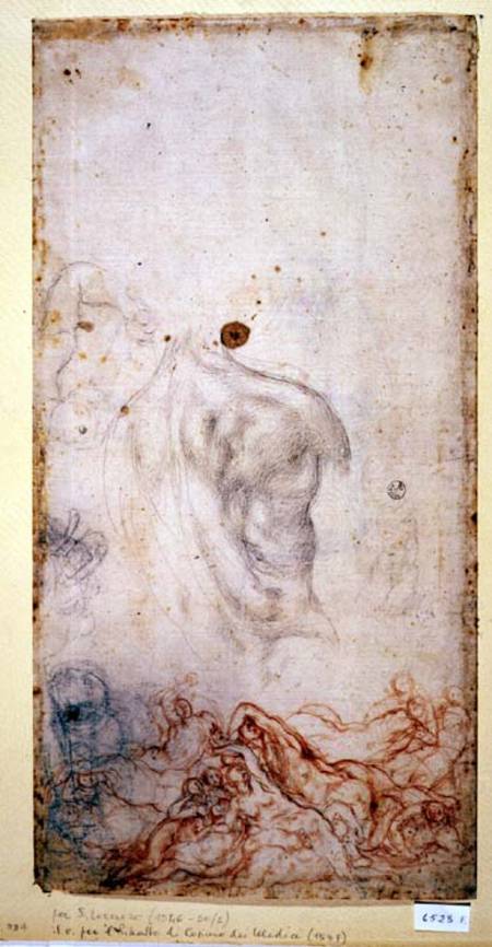 Study for the Resurrection of the Dead (chalk on paper) from Jacopo Pontormo,Jacopo Carucci da