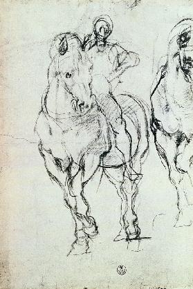Study of a horseman for 'The Israelites Quenching Their Thirst in the Desert'
