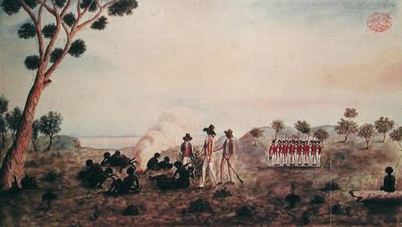 Mr White, Harris and Laing with a Party of Soldiers Visiting Botany Bay Colebee at that Place when W from Port Jackson Painter