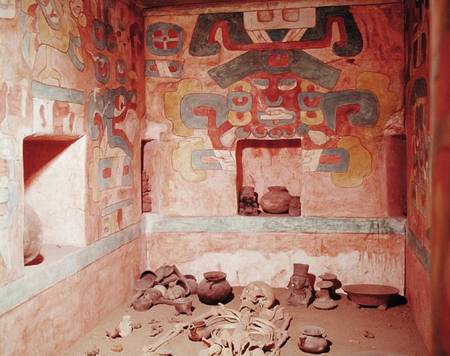 Reconstruction of Tomb 104 from Monte Alban, containing a skeleton from Pre-Columbian