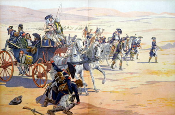 Napoleon (1769-1821) and his Troops in the Desert during the Egyptian Campaign, illustration from 'B from pseudonym for Onfray de Breville, Jacques Job