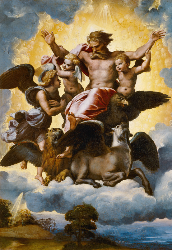 The vision of the Ezechiel from Raffaello Sanzio da Urbino