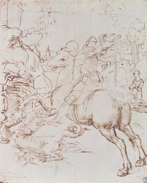 St. George and the Dragon (pen & ink) from Raffaello Sanzio da Urbino