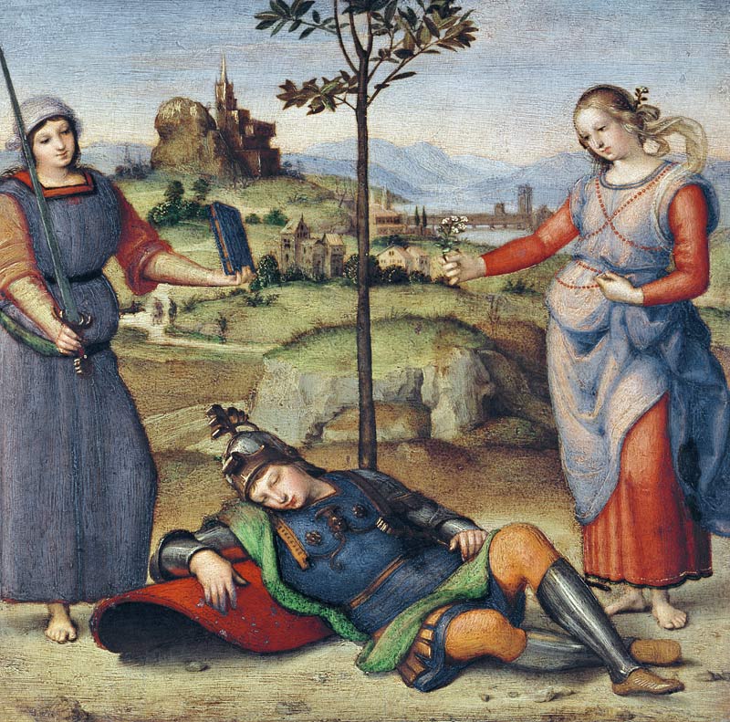 Vision of a Knight, c.1504 (oil on poplar) from Raffaello Sanzio da Urbino