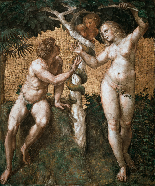 Adam and Eve, from the 'Stanza della Segnatura' from Raffaello Sanzio da Urbino