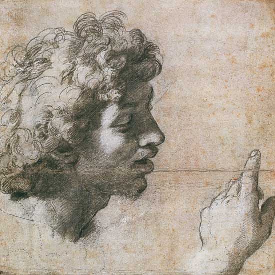 Studies of a Man's Head and Hand from Raffaello Sanzio da Urbino