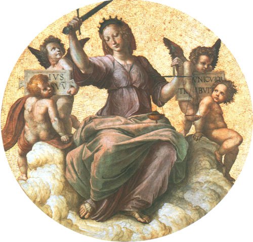 Justitia (detail part of blanket of the Stanza della Segnatura) from Raffaello Sanzio da Urbino