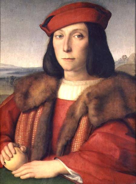 Portrait of a Man holding an Apple from Raffaello Sanzio da Urbino
