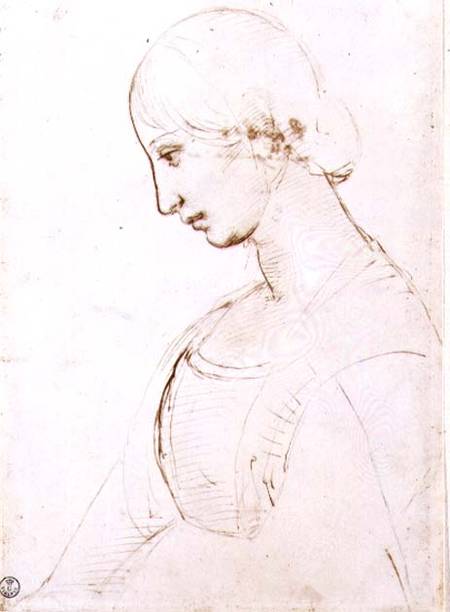 Portrait of a young woman (pen & ink) from Raffaello Sanzio da Urbino