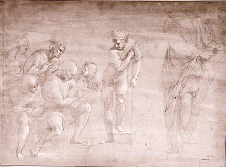 Pythagoras, drawing for the 'School of Athens' fresco cil & from Raffaello Sanzio da Urbino