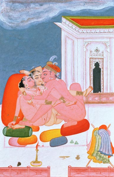 A Prince involved in united intercourse, described by Vatsyayana in his 'Kama Sutra', Bundi, Rajasth from Rajput School