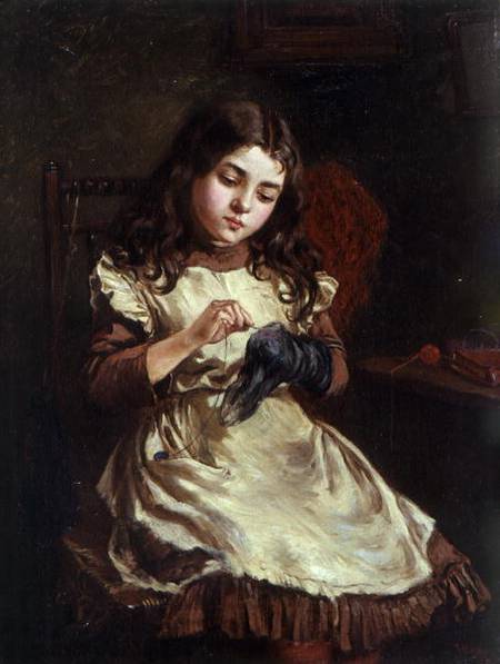 Darning the Sock from Ralph Hedley