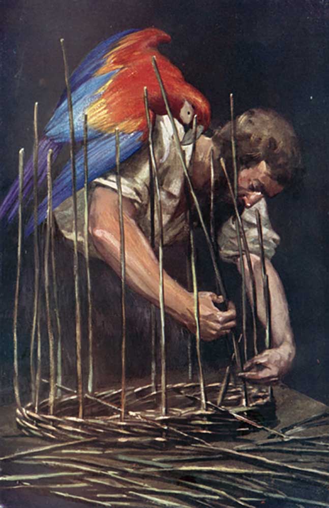 Illustration for Robinson Crusoe by Daniel Defoe from Ralph Noel Pocock