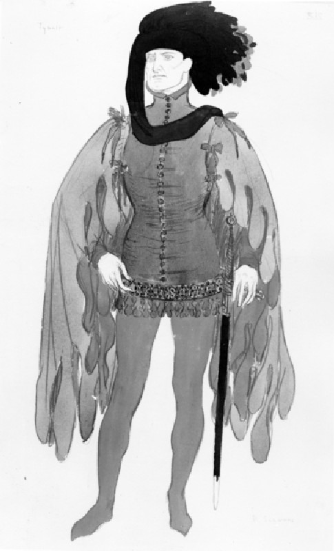 Costume design for Tybalt in Romeo and Juliet (pen, ink & wash on paper) from Randolph Schwabe