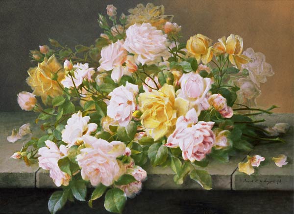 Pink and Yellow Roses from Raoul M. de Longpre
