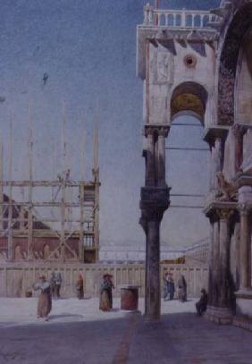View from the Portico of St. Mark's Venice, Showing the Rebuilding of the Campanile