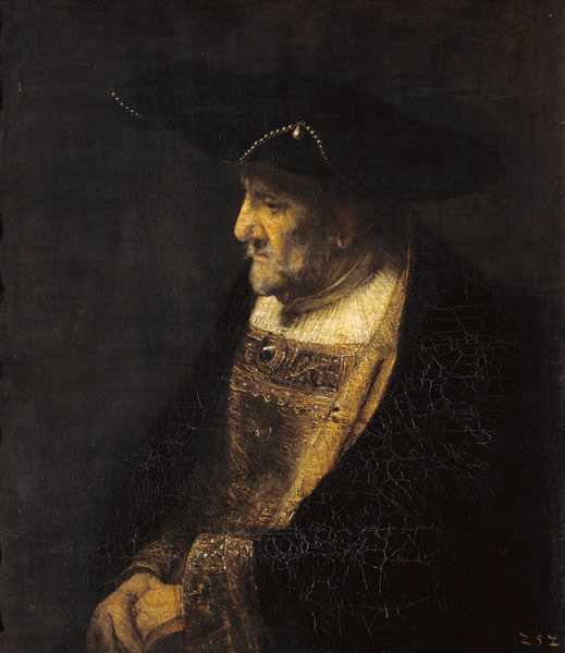 Portrait of a man with pearls at the hat. from Rembrandt van Rijn