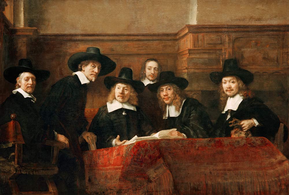 The abbots of the cloth dyer guild from Rembrandt van Rijn