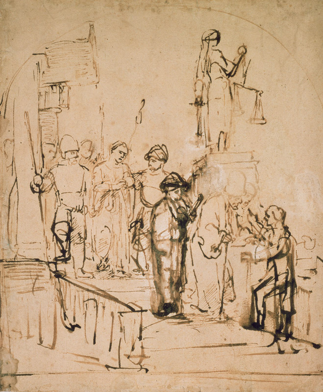 Susanna Brought to Judgement (pen & ink on paper) from Rembrandt van Rijn
