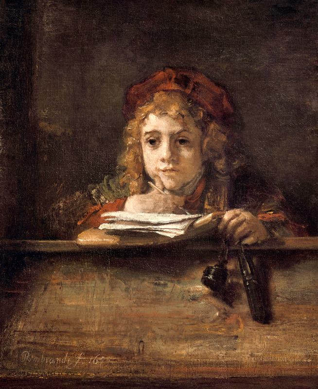 Titus at his table from Rembrandt van Rijn