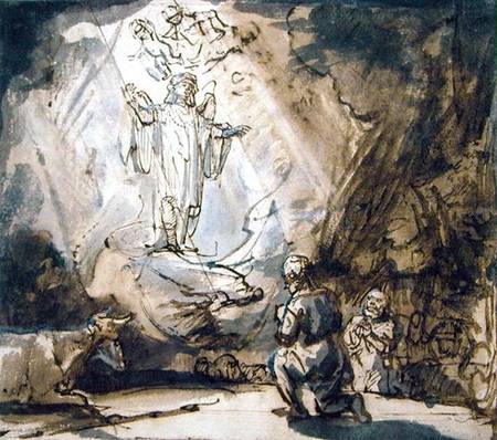 Annunciation to the Shepherds from Rembrandt van Rijn