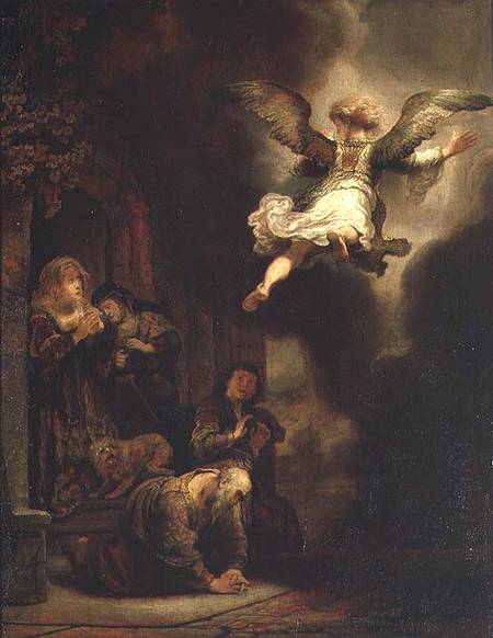 The Archangel Raphael Taking Leave of the Tobit Family from Rembrandt van Rijn