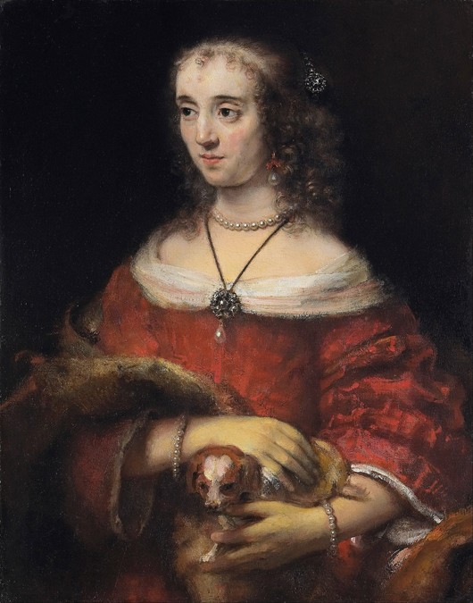 Portrait of a Lady with a Lap Dog from Rembrandt van Rijn