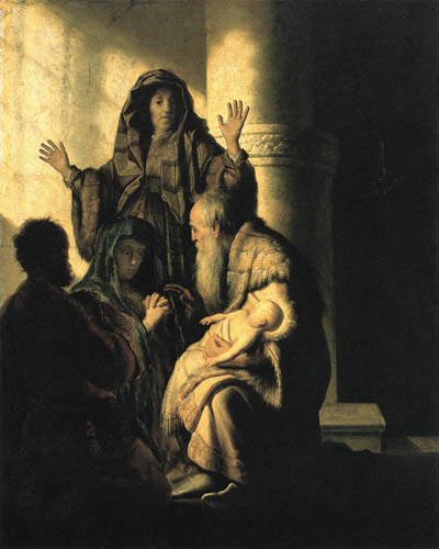 Simeon in the temple II from Rembrandt van Rijn