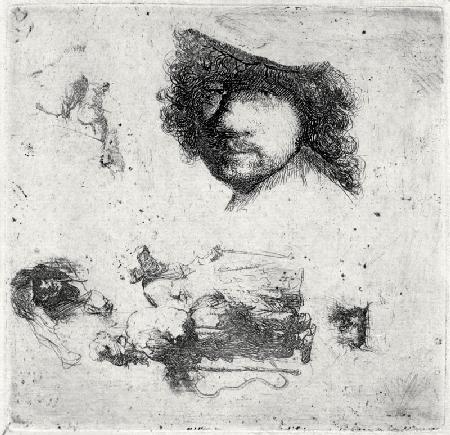 Rembrandt, Selbstbildnis 1632 / Radierg.
