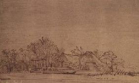 Winter Landscape with Cottages among Trees